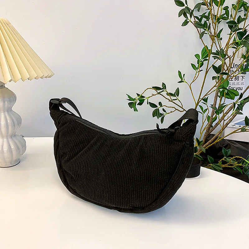 Hana Lau Solid Corduroy Hobo Shoulder Bag 4