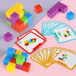 3D Spatial Thinking Building Blocks Cube Rainbow Stacking Blocks Game Math Preschool Learning Educational Toys For Children Kids