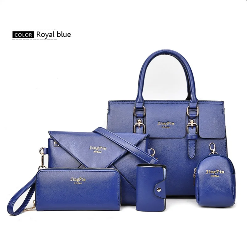 Women 5 piece Purse and Handbag Set Fashion Shoulder Bag Casual Lady Satchel Fashion Toothpick Pattern One Shoulder Handbag