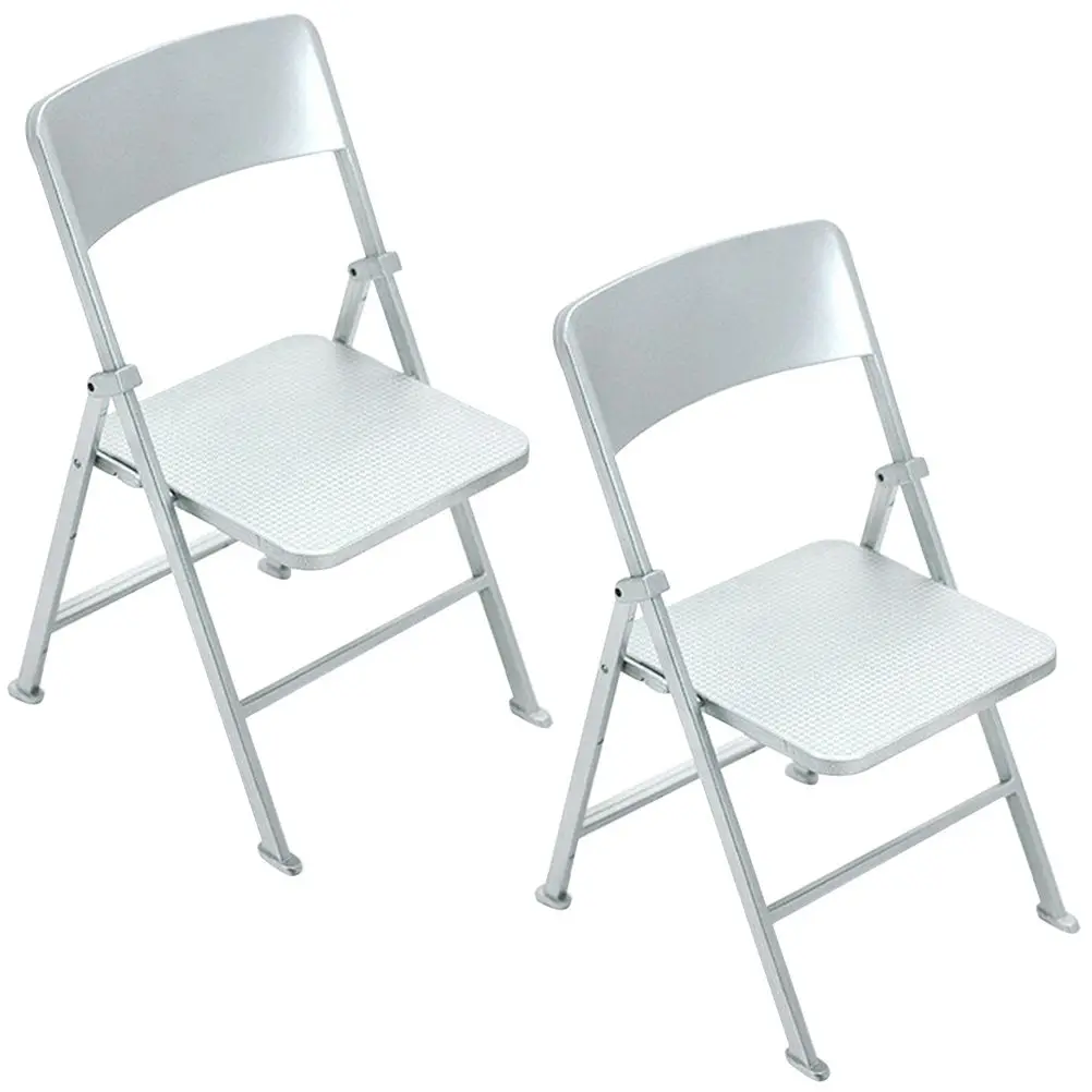 

2 Pcs Dollhouse Folding Chair Decorative Miniature for Tiny Furniture Adorable Supplies Crafts Toys
