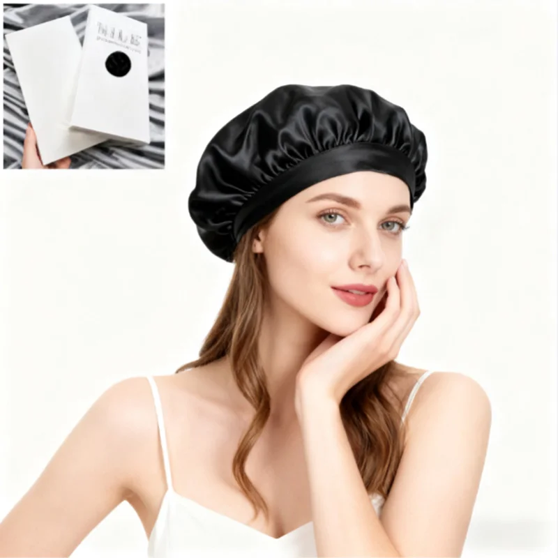 

100% Mulberry Silk Bonnet Sleep Cap with Adjustable Ribbon 19 Momme Silky Bonnet for Sleeping шапка женская