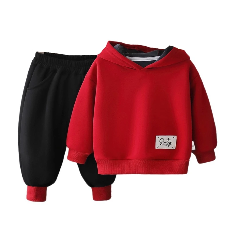 

New Autumn Winter Baby Boys Clothes Suit Children Girls Thick Warm Hoodies Pants 2Pcs/Sets Infant Clothing Set Kids Tracksuits