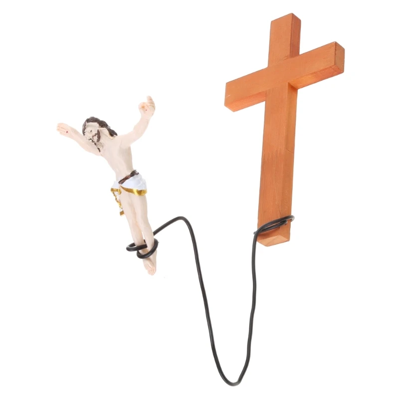 Y1UU Innovative Bungee Jumping JesusChrist Figure Religious Art