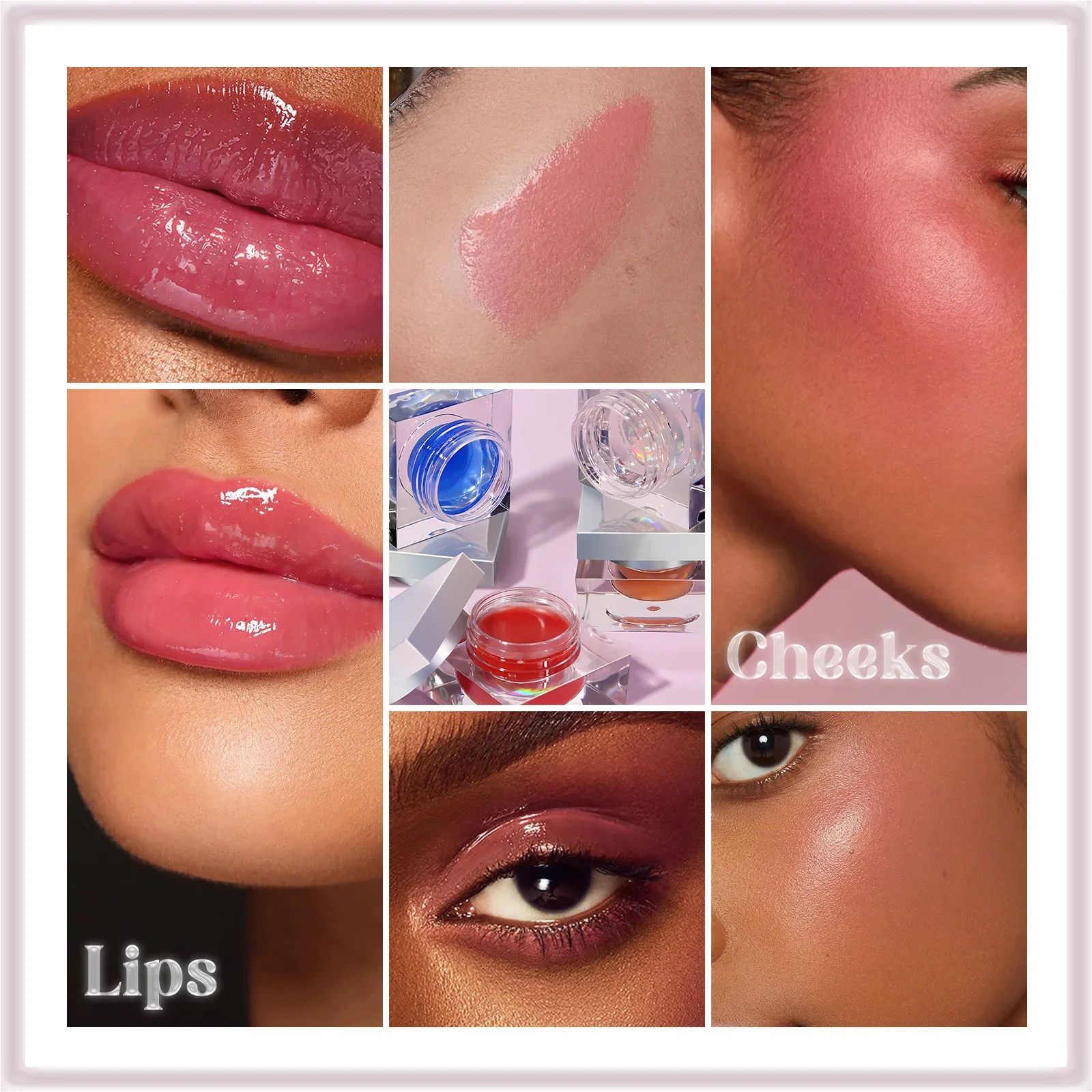 Natural Shiny Magic Lip Cheek Glass Dual-Use Rouge Balm Lasting Blush Lipstick Color Change Pink Lip Gloss Mud Makeup Cosmetics