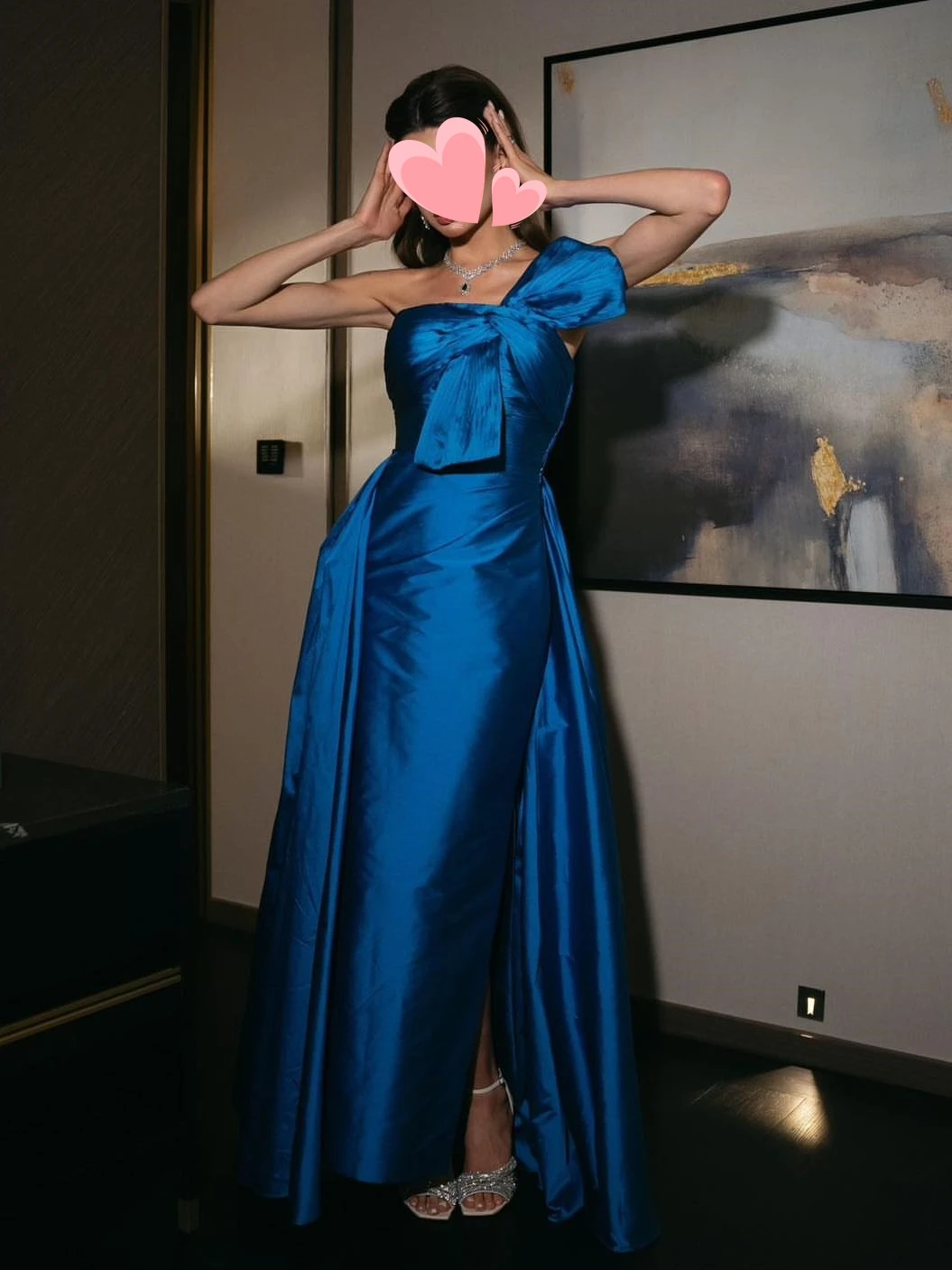 

Other Shore Elegant Vintage Sexy Blue Taffeta Bow Stylish Strapless Customize Formal Occasion Prom Dress Evening Party Gowns