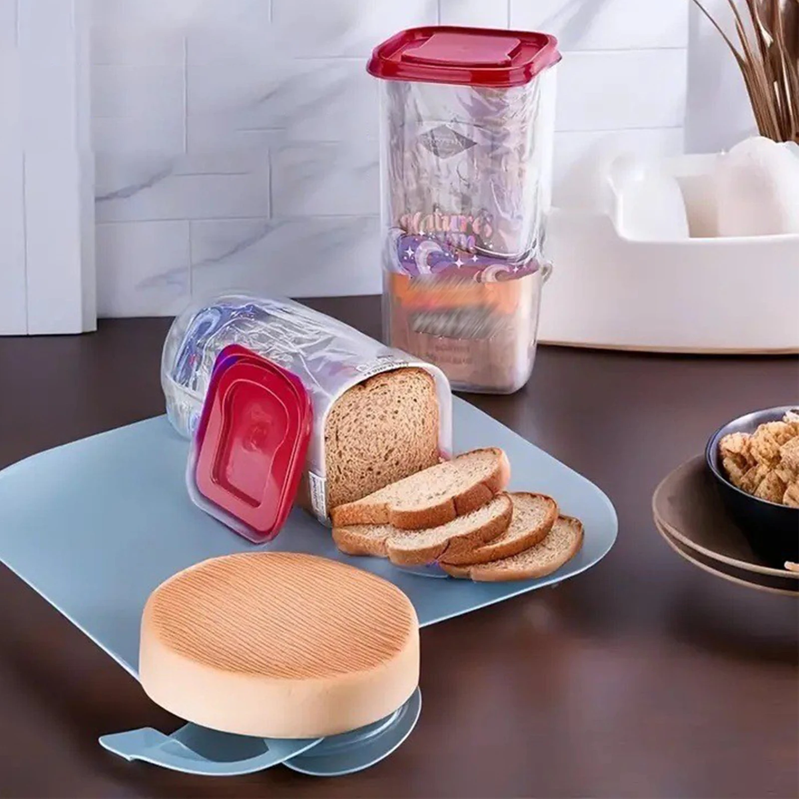 Caja de Pan Hermética Vacía para Armario de Cocina, Contenedor de Almacenamiento de Alimentos de Plástico para Tostadas y Sándwiches, Recipiente Reutilizable para Guardar Pan con Tapa