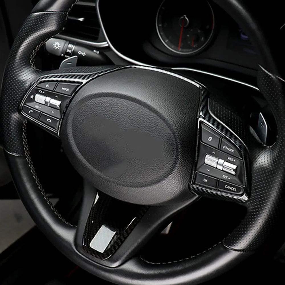 ل Genesis G70 ألياف الكربون ABS عجلة القيادة غطاء إطاري الداخلية توجيه ضبط مقبض لوحة أزرار ملصقات LHD/RHD