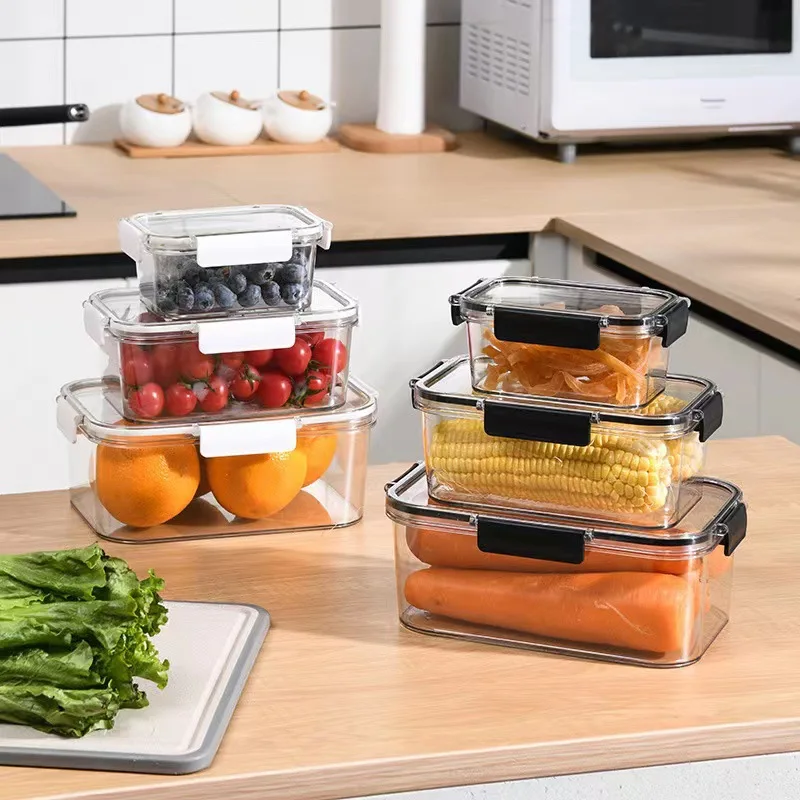 3/1PCS Crisper Box Refrigerator Storage Box Office School Lunch Box Sealed Fresh Keeping Boxes Vegetable Fruit Food Organizer