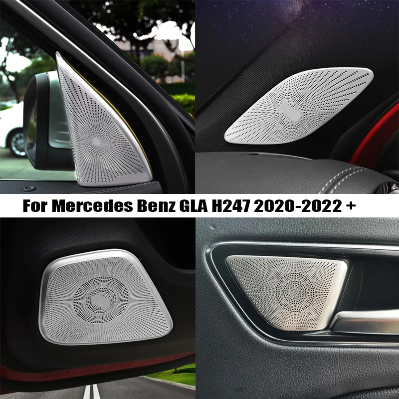 NEW For Mercedes Benz GLA H247 2020-2022 Stainless Steel Car Door Dashboard Audio Stereo Tweeter Loudspeaker Speaker Cover Trim