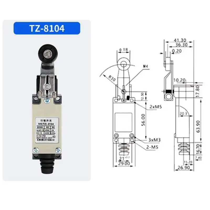 TZ-8104 8107 8108 8111 8112 8122 8166 8169 9101 Travel Limit Switch Rotary Momentary Reset Adjustable Roller Lever Waterproof