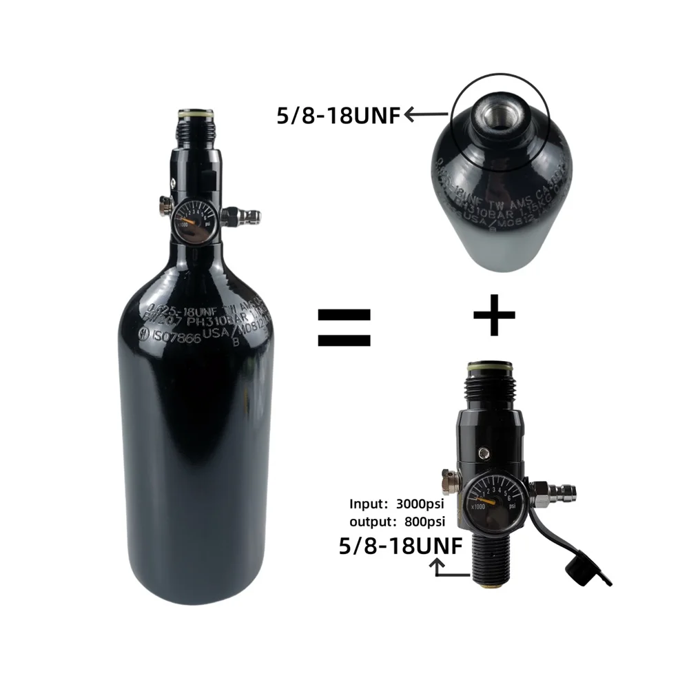 48ci 0.79L HPA Aluminum Tank CO2 Bottle For Soda Drink Gas High Pressure Air Cylinder Aquarium Plant CO2 Tank