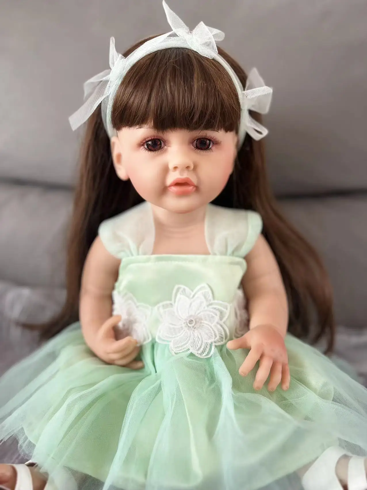 55 cm Green Elf Skirt Princess Silicone Vinyl Reborn Baby Doll Bebe Reborn Toys Birthday Gifts For Child