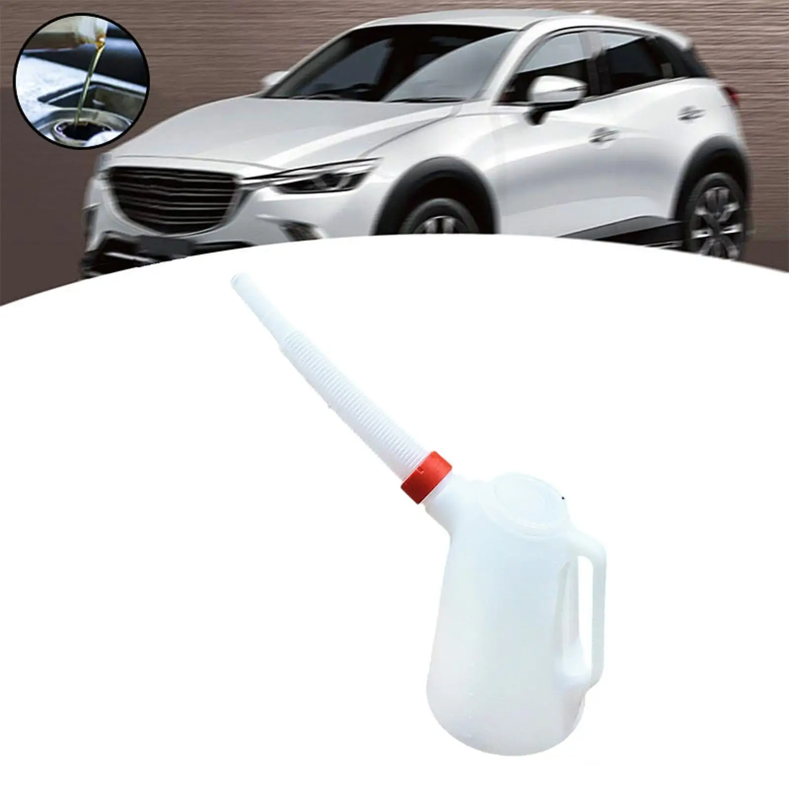 เหยือกตวงน้ํามันพร้อมฝาปิดพร้อมสเกลแบบพกพาที่มีประสิทธิภาพจ่ายน้ํามันจ่ายน้ํามันพร้อมพวยกระป๋องน้ํามันสําหรับรถยนต์ยานยนต์