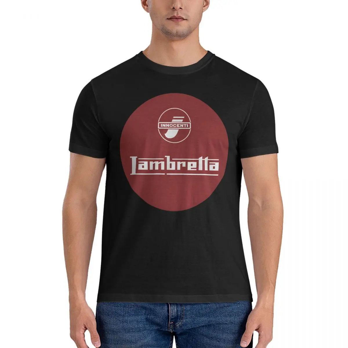 Men RED LOGO T Shirt Lambretta 100% Cotton Clothes Casual Short Sleeve Round Collar Tees Gift Idea T-Shirts