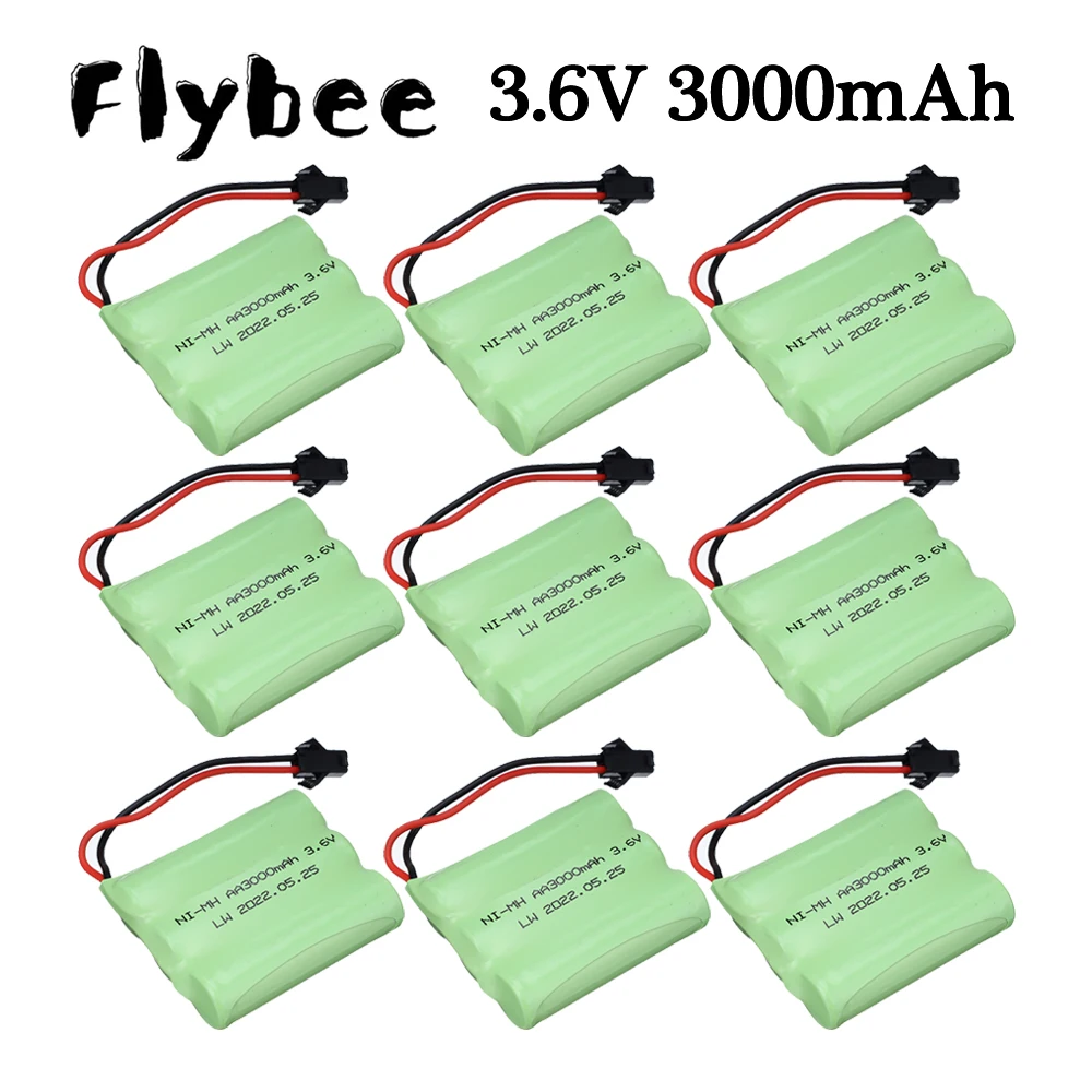 3.6V 3000mAh Ni-MH bateria SM wtyczka na zabawki zdalnie sterowane zbiorniki samochodowe pociągi ciężarówki roboty łodzie pistolet AA 3.6v ładowalny akumulator 10 sztuk