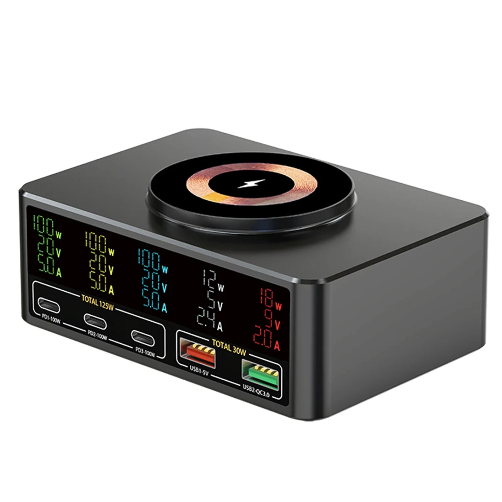 

6-in-1 Smart Charger Fast Wireless Charging Station with Magnetic USB Fast charging Station for Phones Tablets Laptops Watch