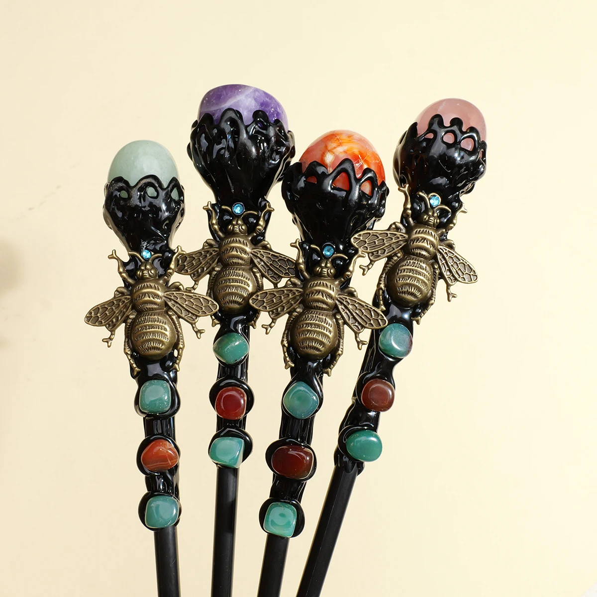 1 قطعة كريستال طبيعي هبط الحجر العسل اكسسوارات الصولجان العصا الدعامة الخشب عصا Hallowmas هدية DIY بها بنفسك اللوازم المنزلية #6