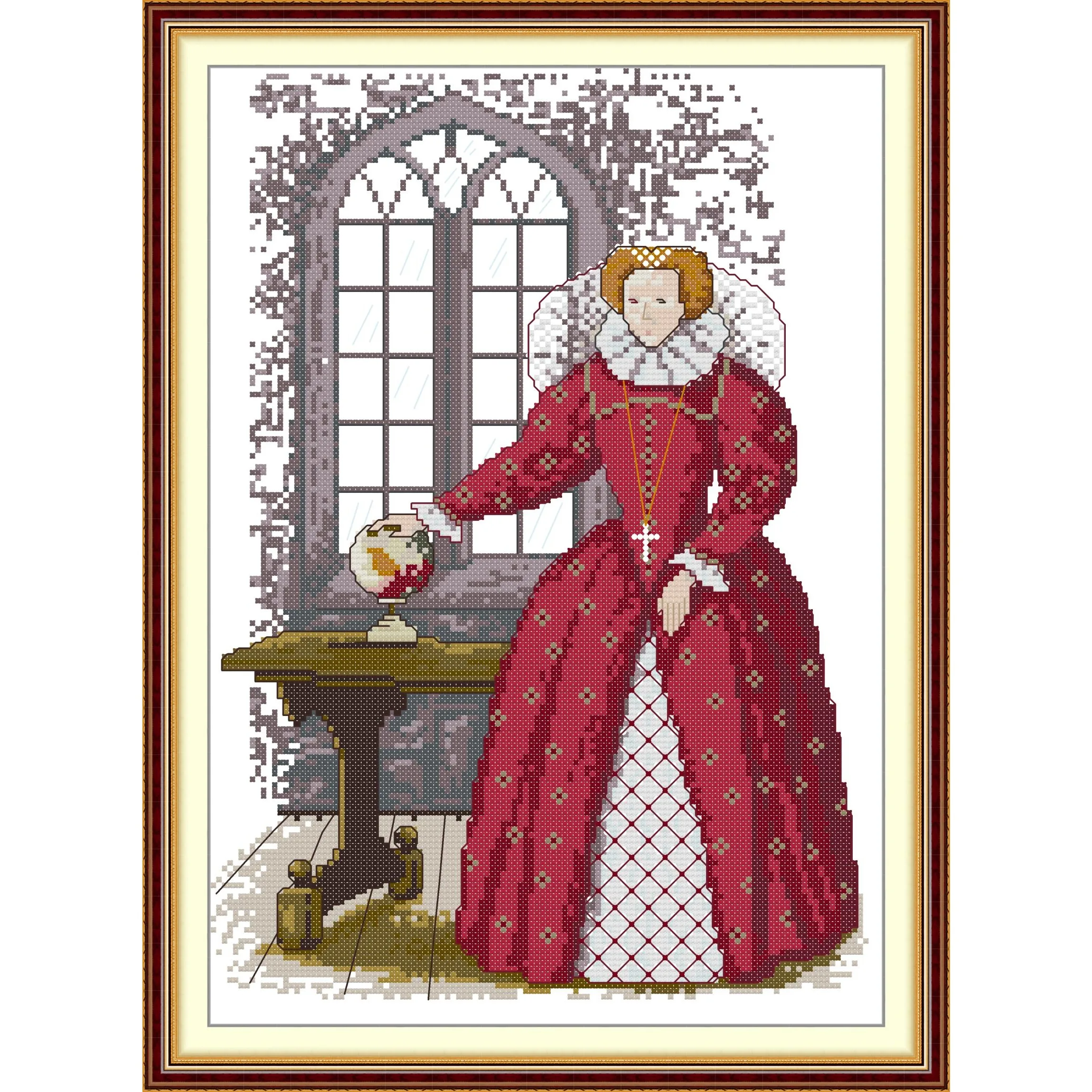 

Набор для вышивки крестом «Леди в красном цвете» aida 14ct 11ct, принт, холст, вышивка крестиком, рукоделие, вышивка, сделай сам, ручная работа