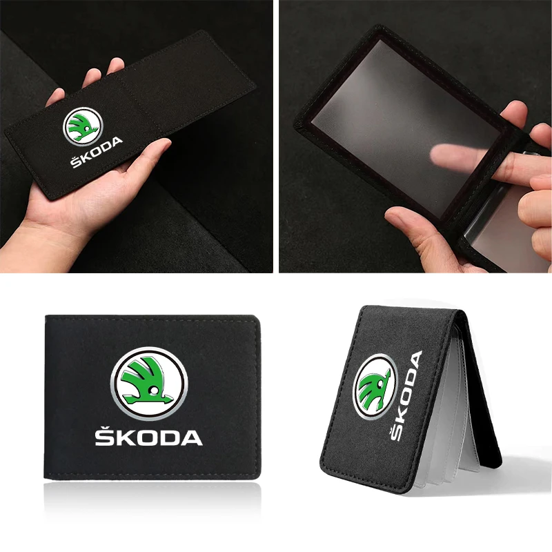 Portable Car Driver License Holder PU Leather Card Bag For Skoda Octavia MK2 MK1 2 3 A5 A7 Fabia Karoq Superb Rapid Kamiq Scala