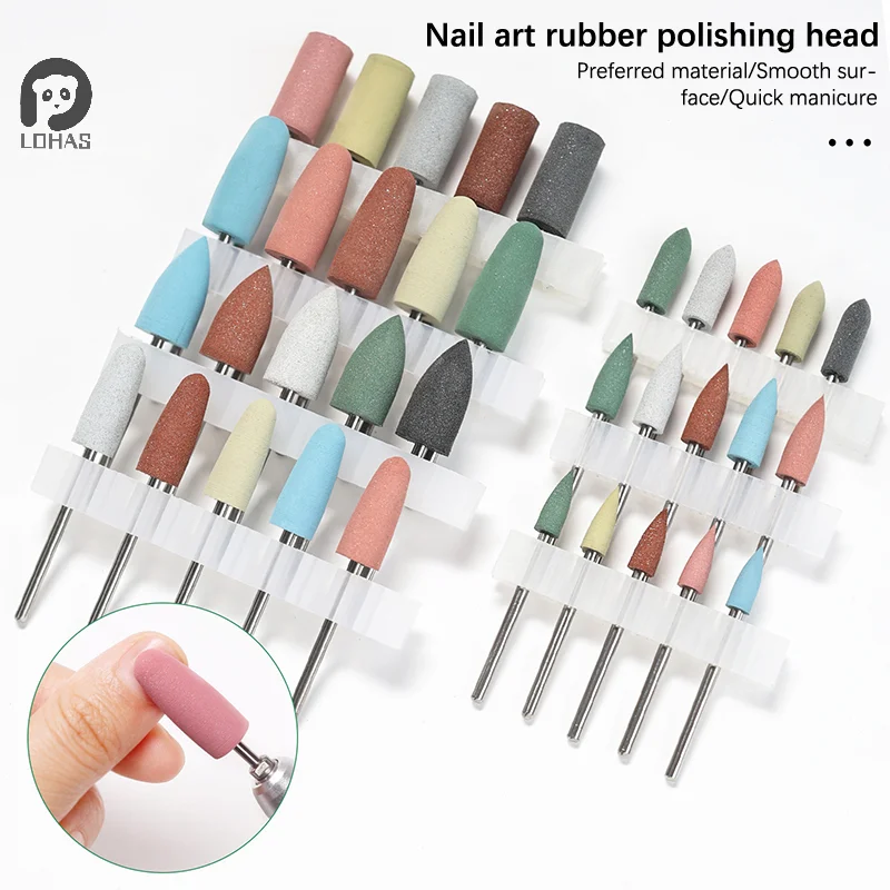 5PCS Professional Rubber Nail Polishing Bits Silicone Drill Bit Rotary Burr Head Cuticle Clean File For Nail Art Salon Manicure