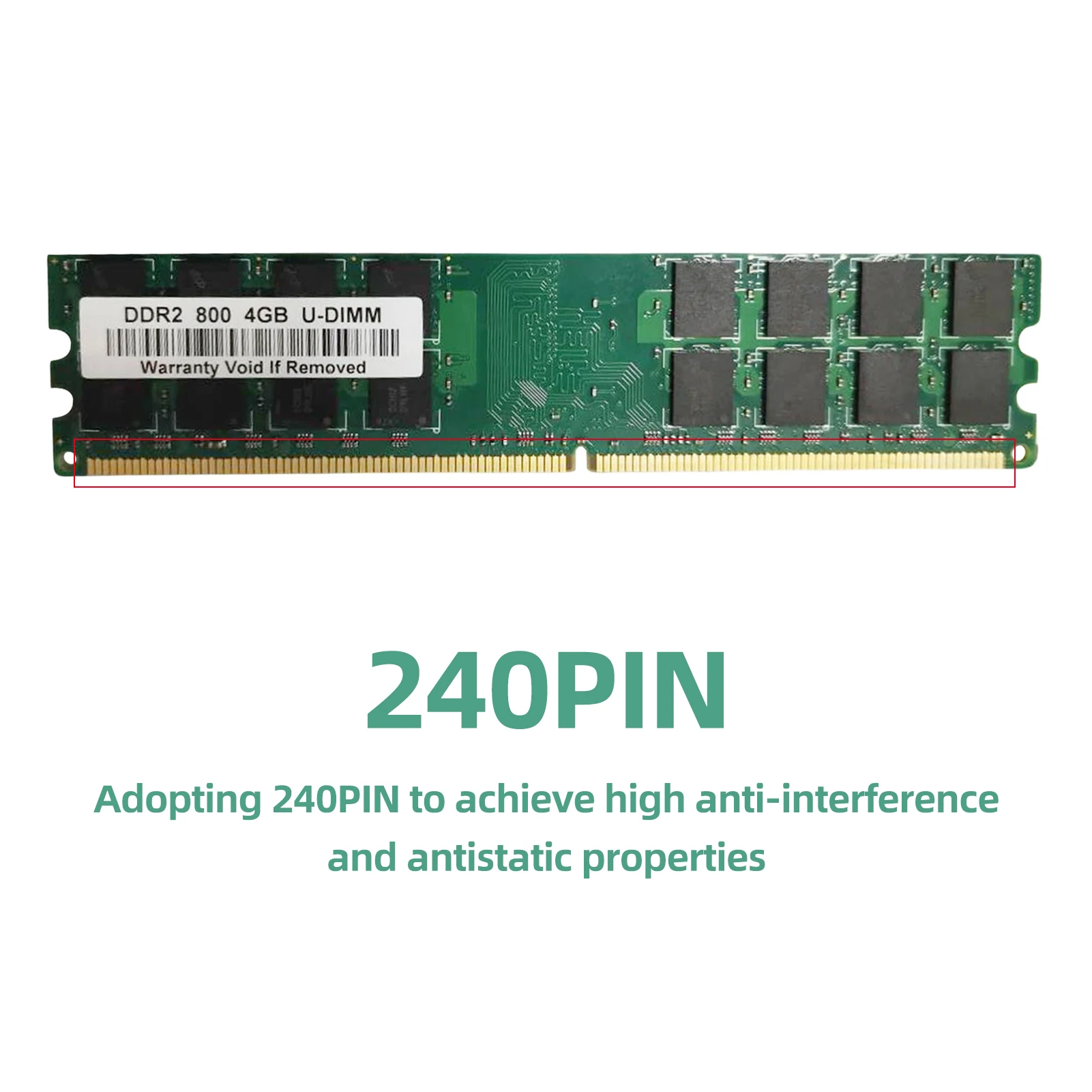 Barra de memória DDR2 para desktop, 240 pinos, 4 GB de RAM, 800 MHZ, módulo de circuito de transmissão de dados, substituição para placas-mãe AMD