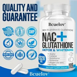 NAC + Glutathione Supplement - Collagen, Milk Thistle for Skin Health, Brightening, Detox, Antioxidants, Hair, Nails, Anti-Aging