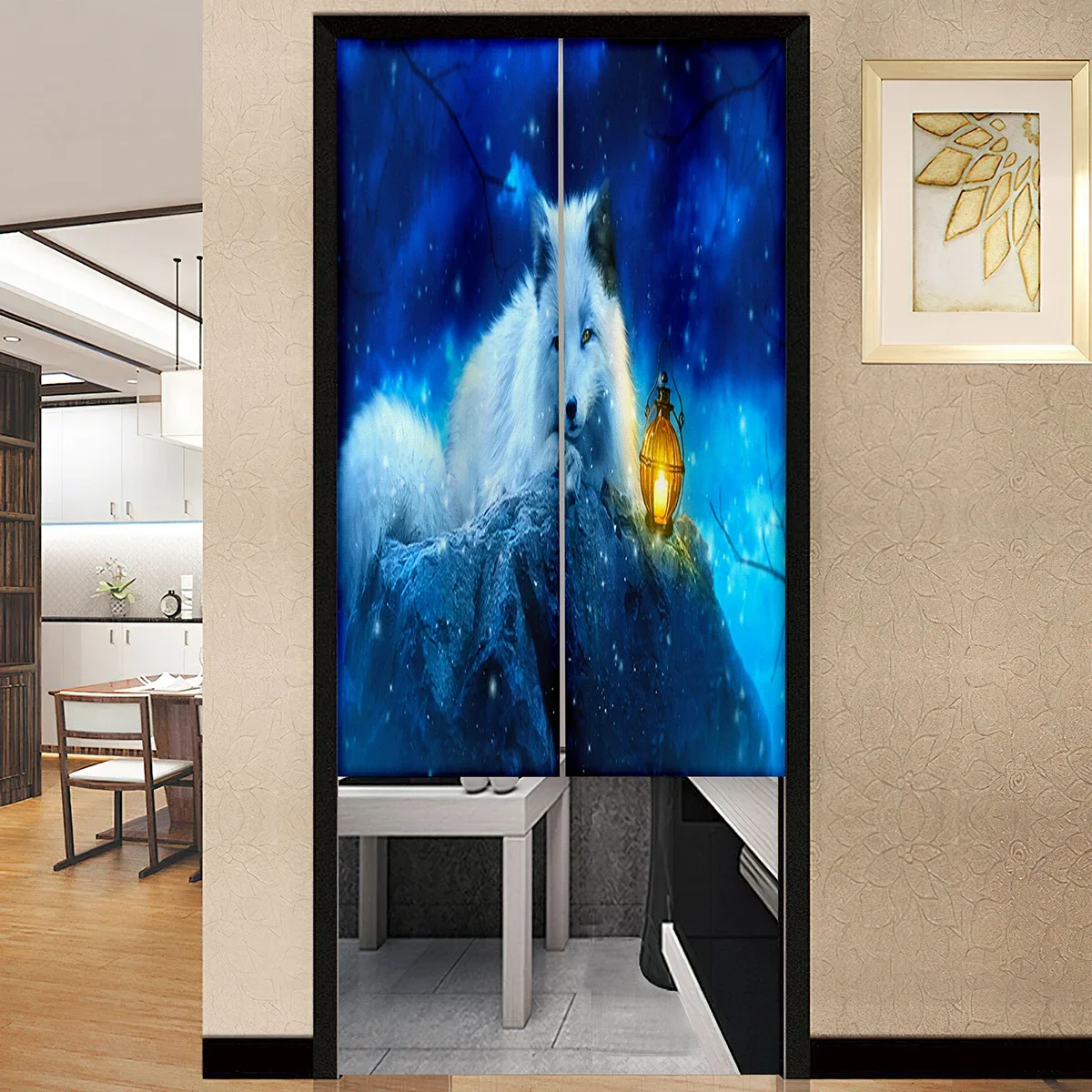 Fox Tree Anime Door Curtain Japanese Style Kitchen Partition Drapes Restaurant Entrance Hanging Hotel Room Privacy Half-Curtain