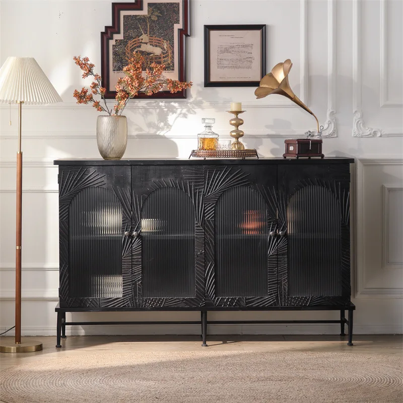 Palace antique corridor thin black home light luxury door cabinet American retro