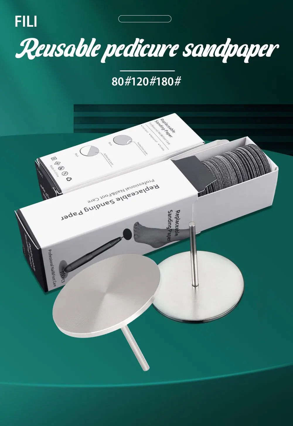 35MM Große Austauschbare Schleifpapiere für Fußhornhautentfernung, Fußpflege-Feilen, Elektrische Rotierende Pediküre-Scheibe – Detail 1