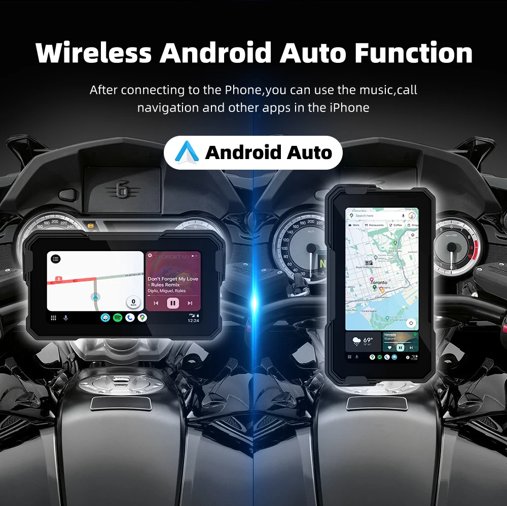 EKIY 6,25 Zoll Kabelloses CarPlay Moto Android Auto Tragbares Digitales Motorrad-Dashboard GPS-Navigation Abnehmbarer Bildschirm – Detail 6