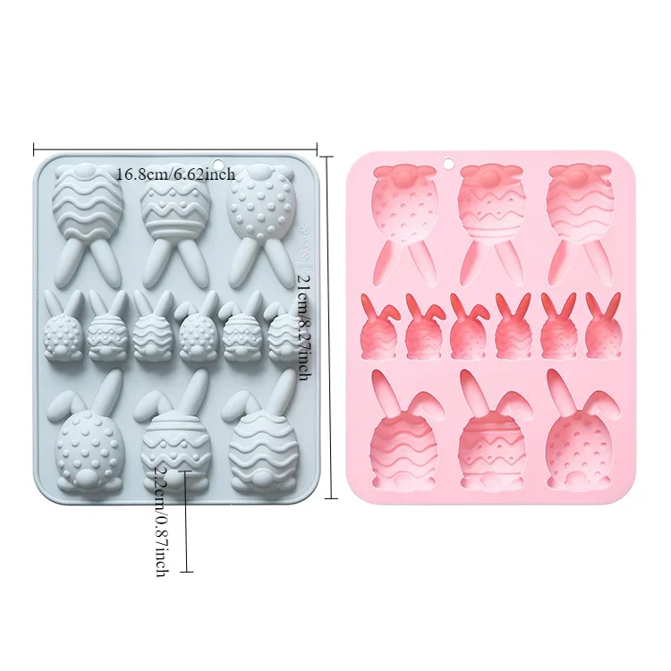 12 Holes of Different Sizes Easter Egg Rabbit Shape Silicone Mold  Chocolate Mold Ice Cube Cake Mould  Baking Accessories