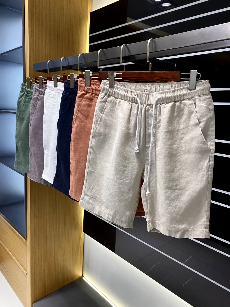 

Cool Lightweight Waed Linen orts Large Size Five-Quarter Length Breathable Summer Versatile Color Youth Casual Pants