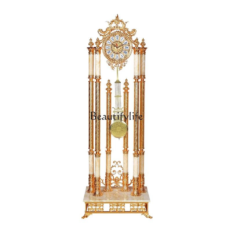 

European-Style the Grandfather Clock Rose Aurora Luxury Villa Home Living Room Crystal the Grandfather Clock