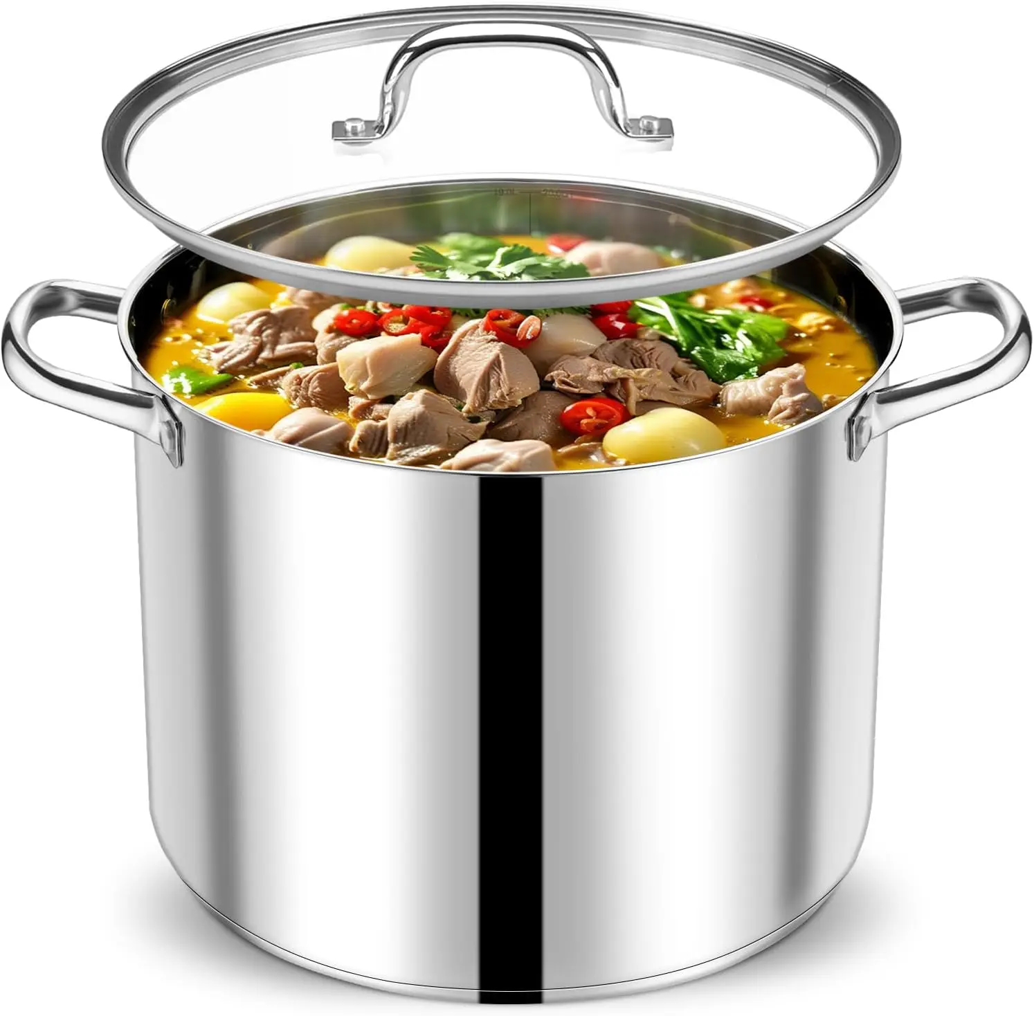 

20 QT Stainless Steel Stock Pot with Lid, Tri-ply Bottom for All Stoves, Heavy-Duty Dishwasher Safe Soup Canning Pot