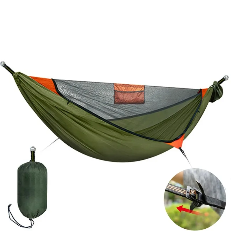 For Hermosa Hamaca Individual Y Doble Con Red Extrable No See-Um Hamaca De Camping 2 En 1 Con Red De Proteccin Para Exteriores