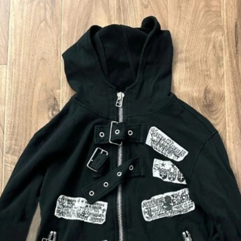 Women's Autumn Tops Coat Spring Sweatshirt Hooded Zipper Retro Street Style Skinny Loose Casual Simple Advanced Design Fashion