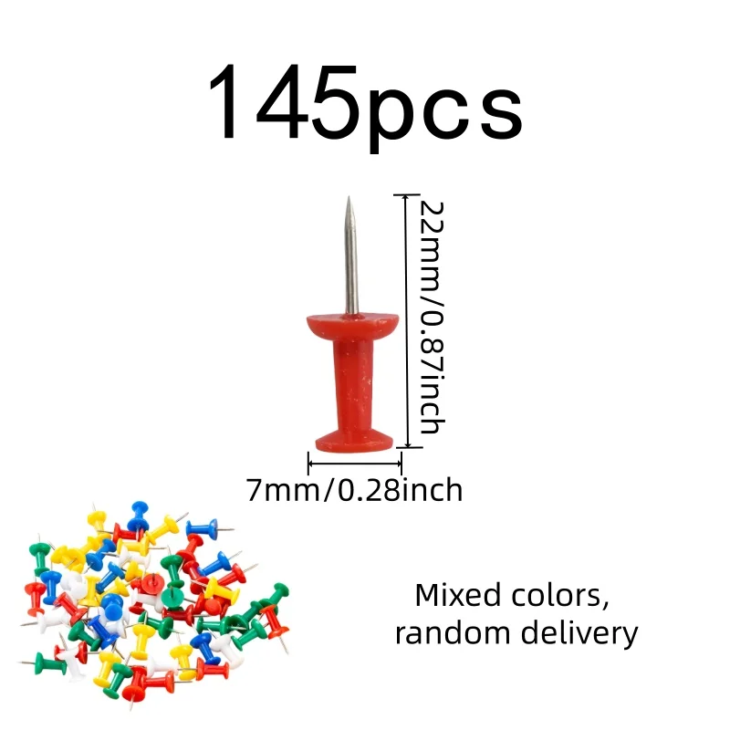 145 pcs Colorful Push Pins, Colorful Assorted Colors for School Cork Board, Multipurpose, Versatile, Practical