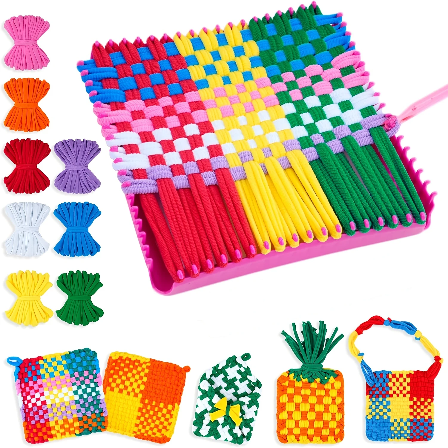 

Набор для плетения из эластичной веревки своими руками для детей - Подарок для творчества и рукоделия, для изготовления подставок под кружки и сумок, развивающая творческая игра