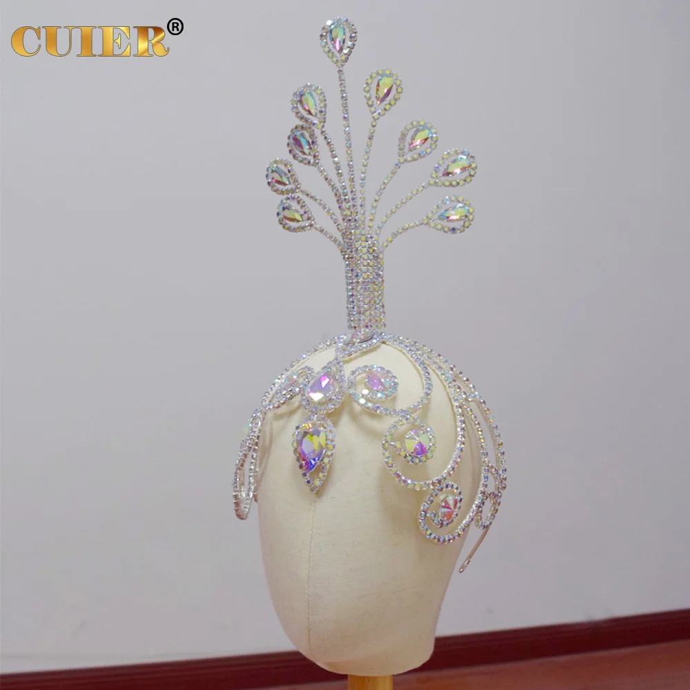 CUIER Amazing Huge Size Tiara for Women Rhinestone Hat Tall Headpiece for Drag Queen Special Jewelry for Stage Accessory