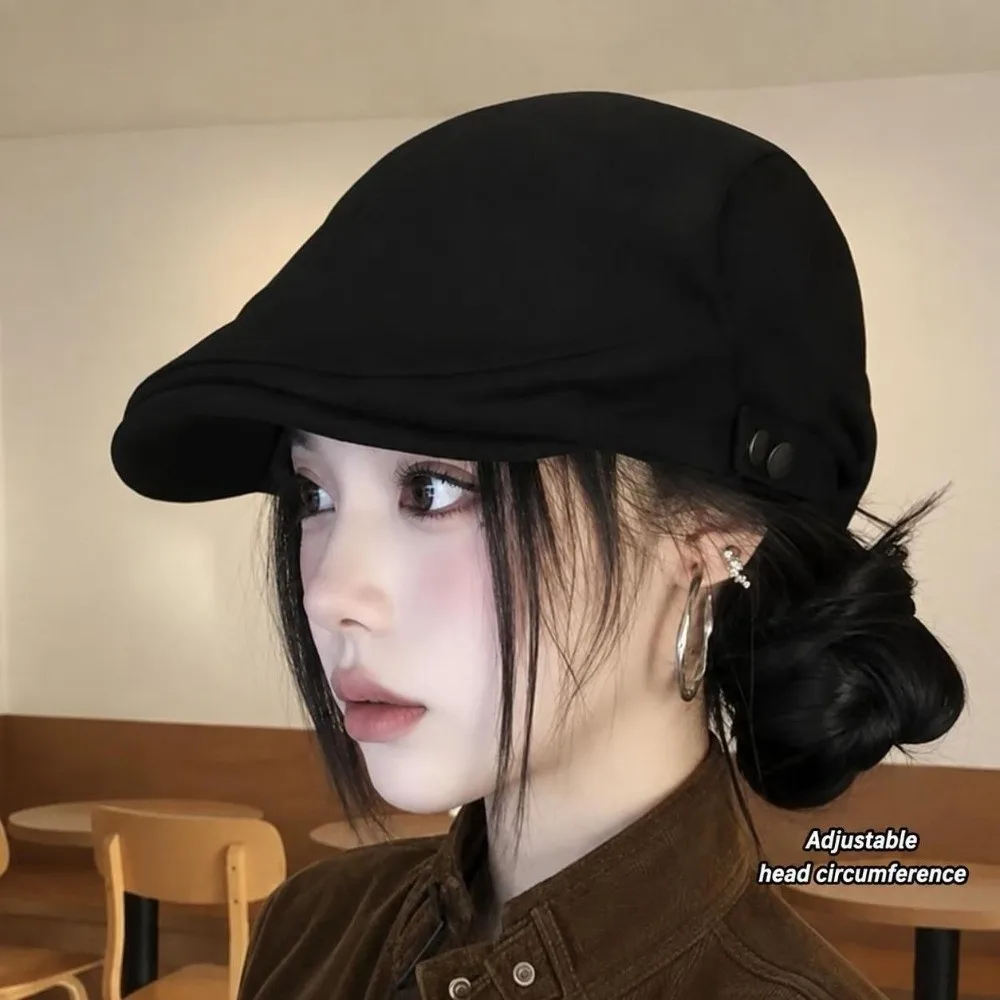 Suede Vintage Beret Hat 55cm to 59cm Face Slimming Feature Retro Newsboy Cap Adjustable Size Earflap Cap Artistic Hat Daily Wear