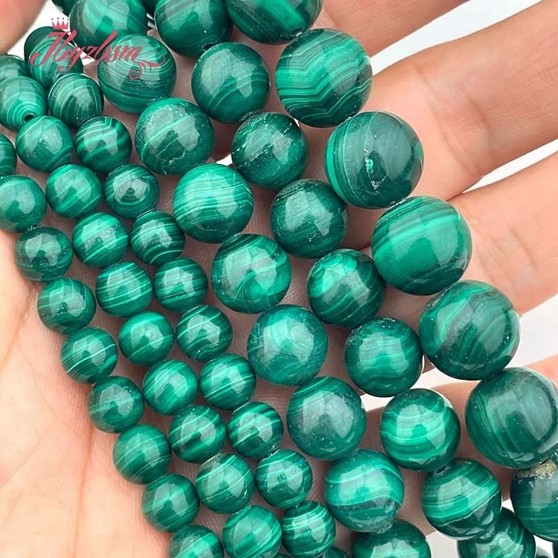 

Natural Green Malachite Round Spacer Loose Stone for Necklace Bracelet Strand 15 Inch DIY Jewelry Making Beads 2/3/4/6/8/10mm