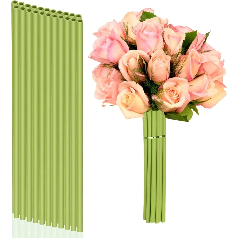

20 Pcs 1/4 ihes Stem Covers for Bouquets 12 ih Articial Flower Stem Covers for Wedding Centerpiece Bouquet Yellow Green