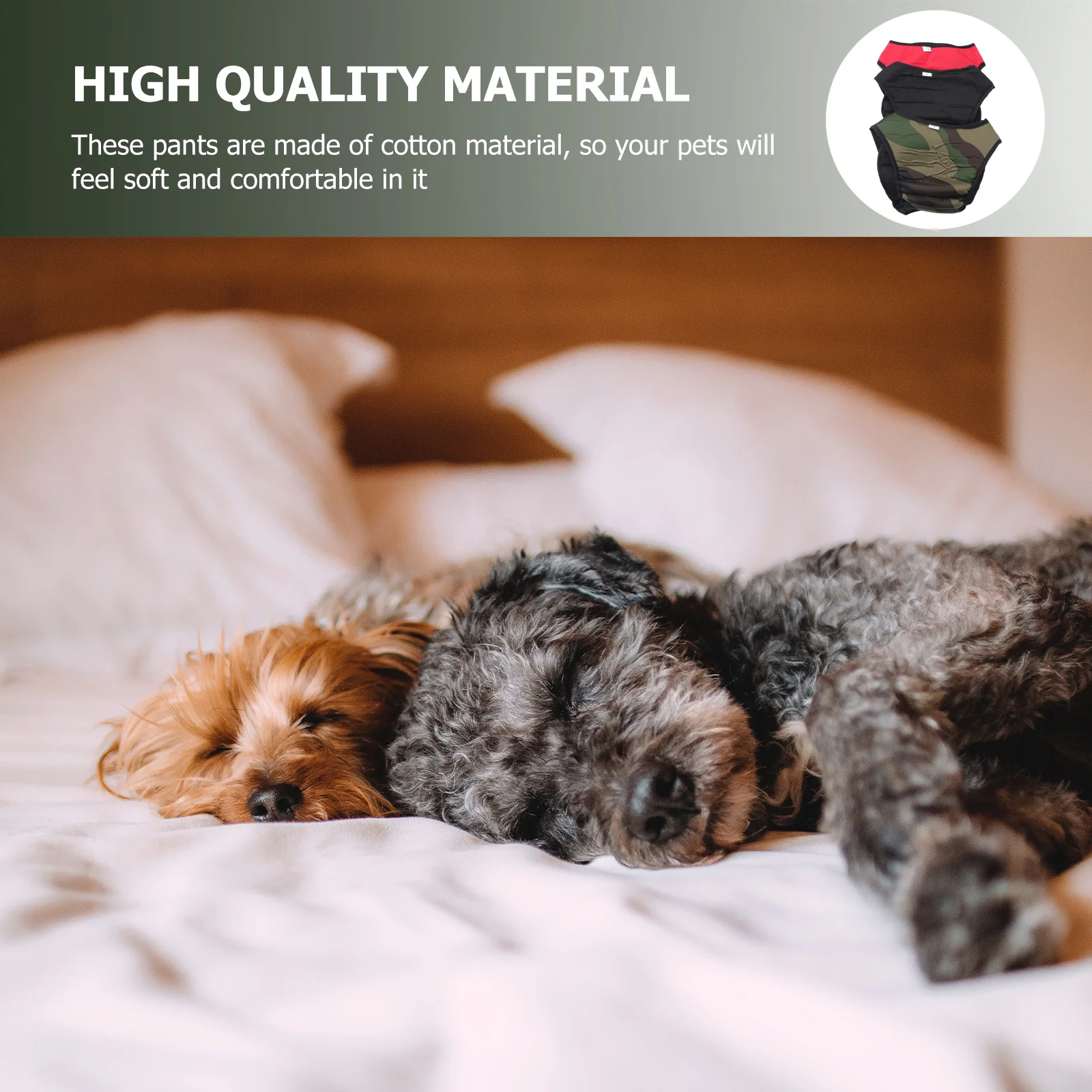 

3Pcs Dog Diapers Reusable Pets Diaper Sanitary Pants Comfortable Fit with Sticking Patch for Female Dogs during Period