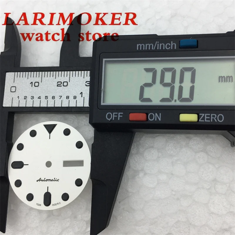 Esfera de reloj de 29mm para hombre, esfera blanca y negra, función luminosa, movimiento NH36, NH36A, accesorios de reloj