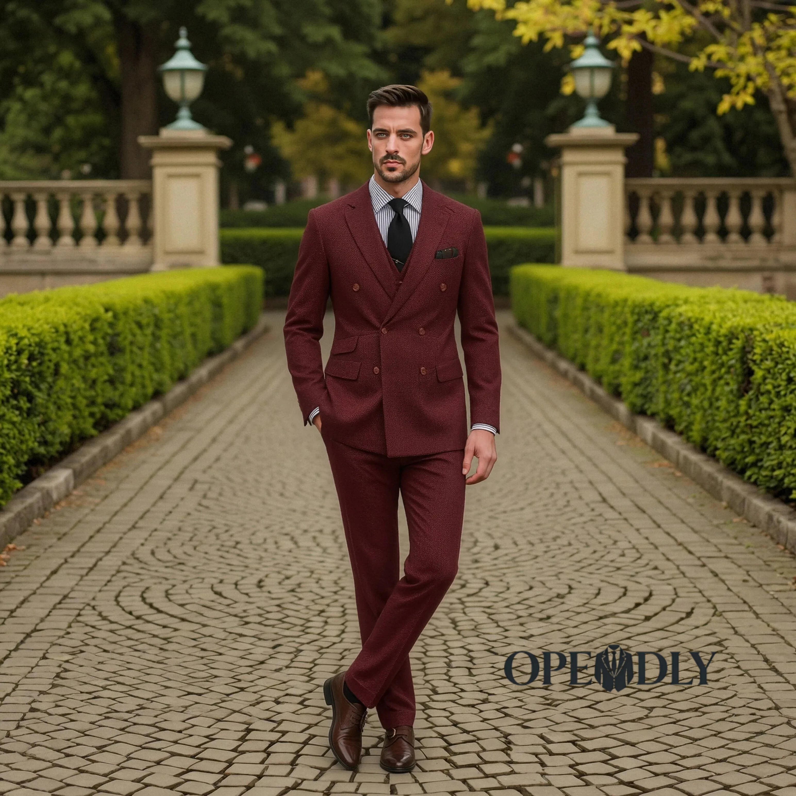 

OPEODLY Mens Slim Fit 3 Piece Tuxedo Suit Set Wedding Formal Blazer Vest Pants Business Attire One Button Jacket