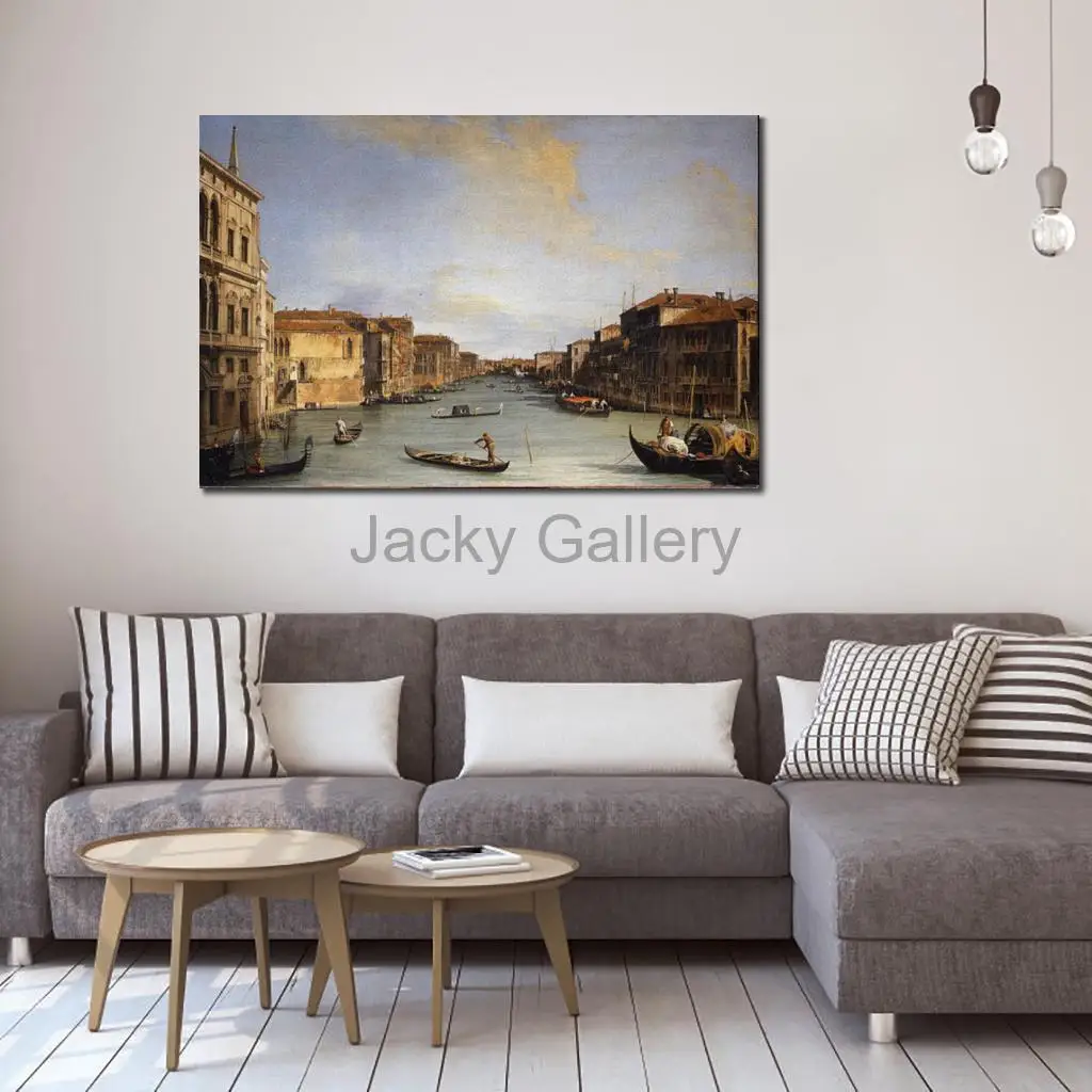 View Grand Canal by Canaletto Oil Painting Hand Painted Canvas Wall Art Large Landscape Artwork Traditional Decor for Library