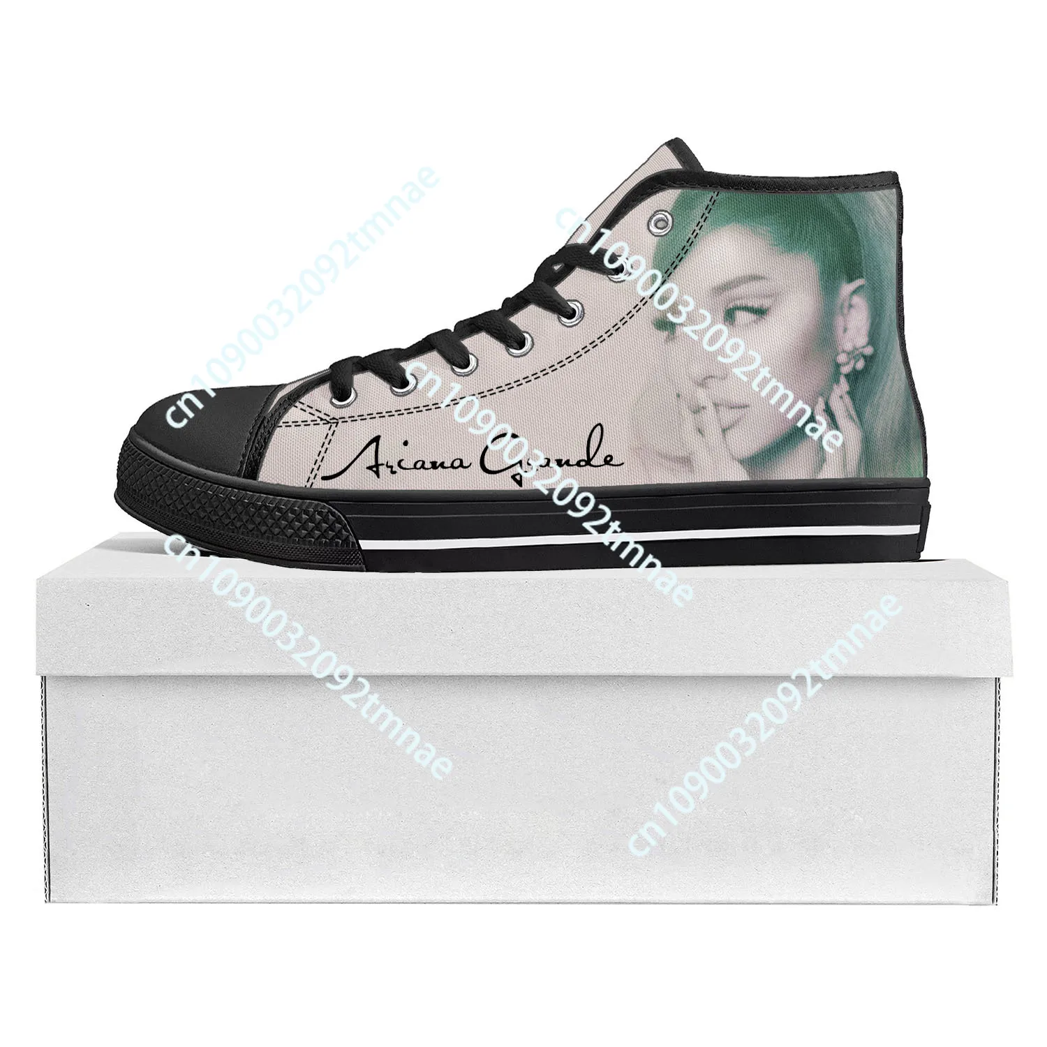 Ariana Grande Singer Cat Pop High Top High Quality Sneakers Mens Womens Teenager Canvas Sneaker Casual Couple Shoes Custom Shoe