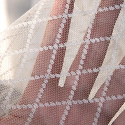 1meter price diamond mesh non-elastic mesh lace fabric DIY wedding dress curtain background decorative fabric