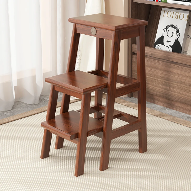 سلم خشبي قابل للطي، سلم منزلي، شريط مزدوج الأغراض، تخزين جلب التسلق