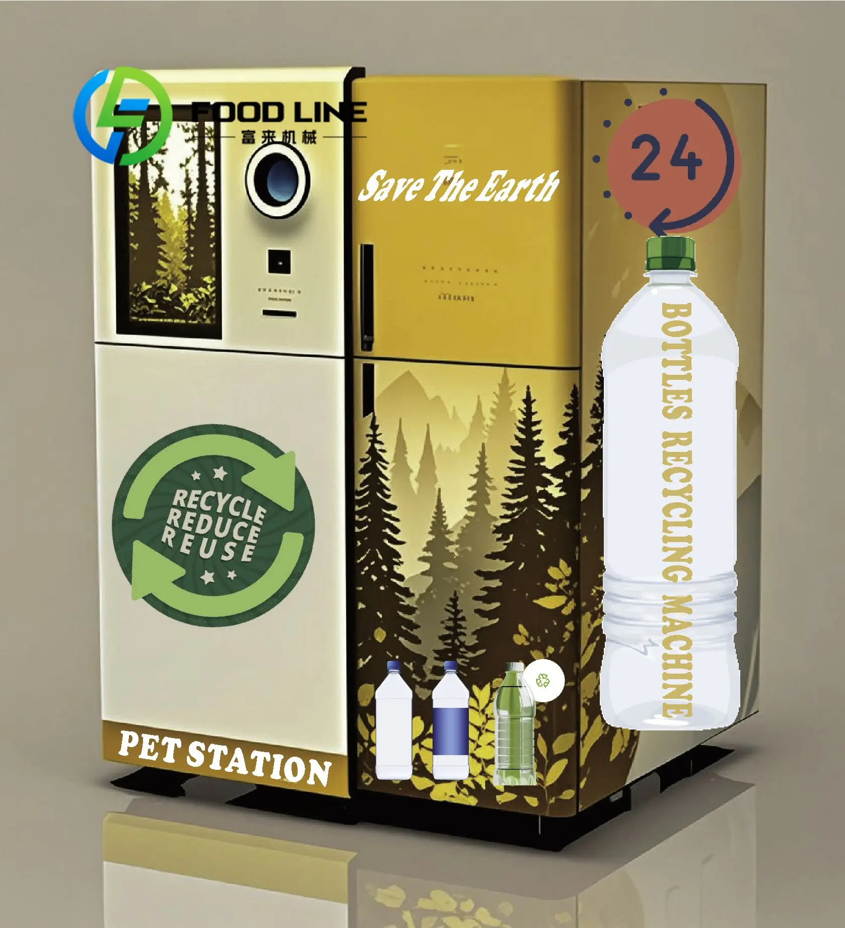 Customize 2025 PET Bottle Recycling Machine With AI Sorting & Auto-Baling For Supermarkets/Communities - Energy Saving 40%